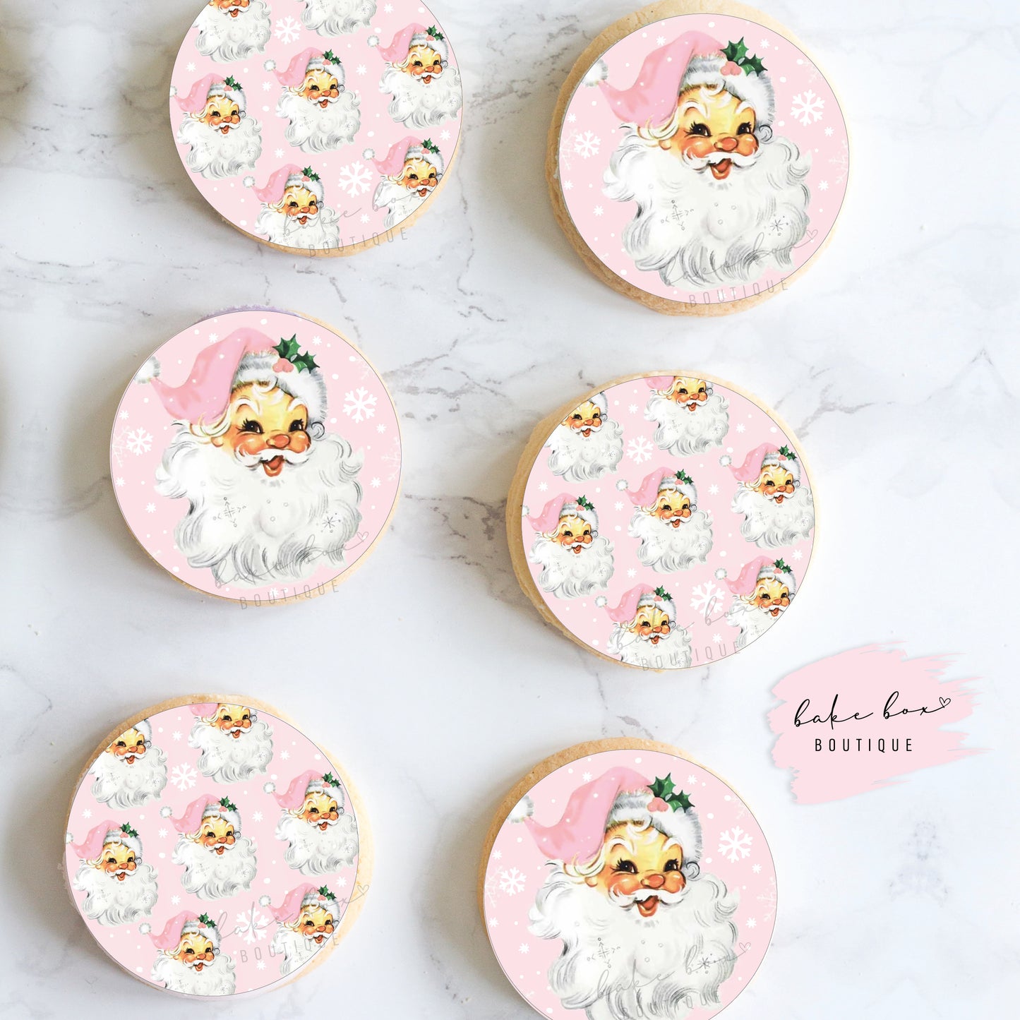 EDIBLE TOPPERS - VINTAGE SANTA PINK